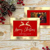 メリークリスマス金ゴールドファミリーフォトトナカイ赤