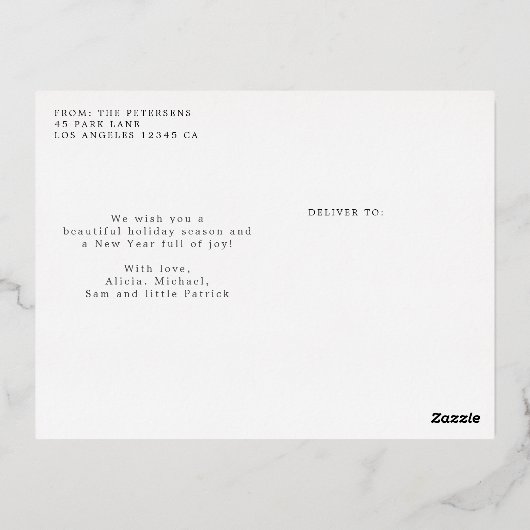 メリークリスマス金ゴールドフォイルクラシック赤 箔シーズンポストカード (裏面)