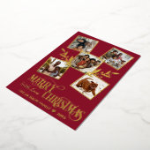 メリークリスマス金ゴールドフォトコラージュ赤 箔シーズンカード (回転した状態)