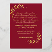 メリークリスマス金ゴールドフォトコラージュ赤 箔シーズンカード (裏面)