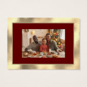 メリークリスマス金ゴールドフレームファミリーフォトブルゴーニュ (裏面)