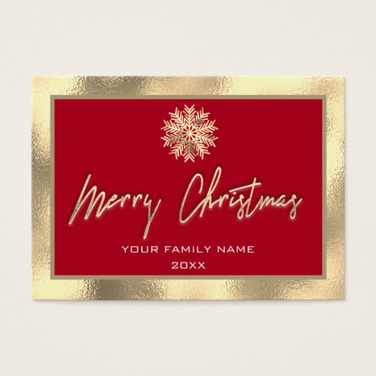 メリークリスマス金ゴールドフレームレッドファミリーフォト (正面)