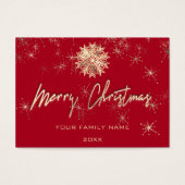 メリークリスマス金ゴールドフレームレッドフォトスノーフレーク (正面)