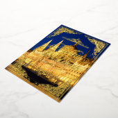 メリークリスマス金ゴールドブダペスト議会建物 箔シーズンカード (回転した状態)