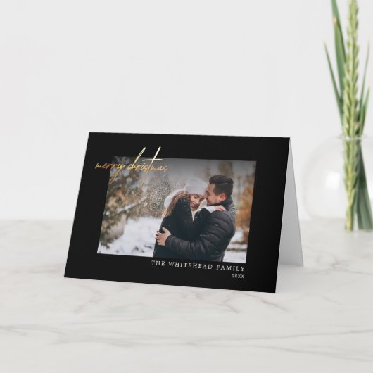 メリークリスマス金ゴールドブラッミニマルクカード シーズンカード (正面)