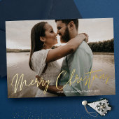 メリークリスマス金ゴールドプレス手書写真 箔シーズンカード