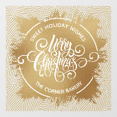 メリークリスマス金ゴールドホイフェイクル ウィンドウサイン (シート)