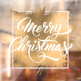 メリークリスマス金ゴールドホイルフェイクス ウィンドウサイン