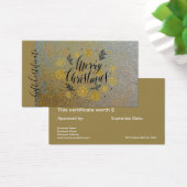 メリークリスマス金ゴールドホリデーギフトカード証明書 (デスク)