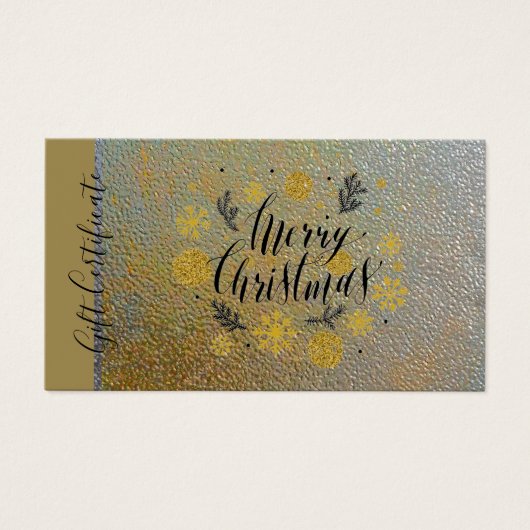 メリークリスマス金ゴールドホリデーギフトカード証明書 (正面)