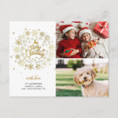 メリークリスマス金ゴールドホリデーリース2写真 ポストカード (正面)