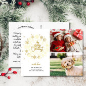 メリークリスマス金ゴールドホリデーリース2写真 ポストカード