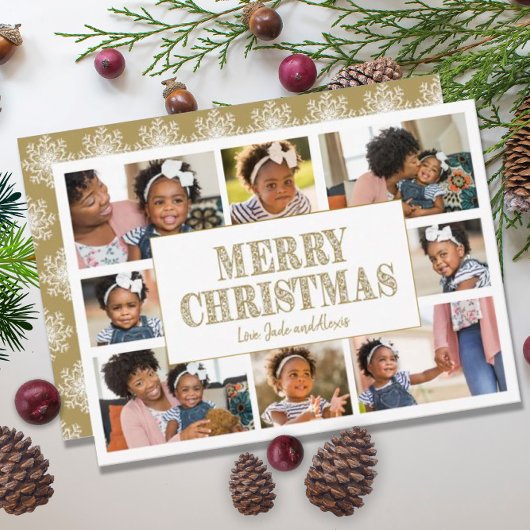 メリークリスマス金ゴールドホワイトスノーフレーク8写真