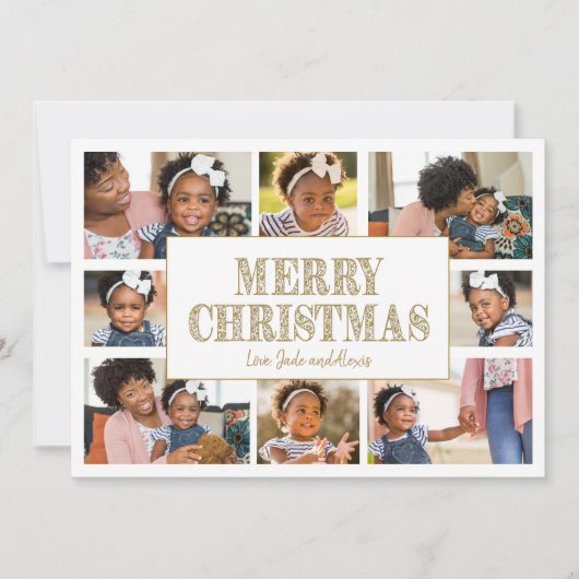 メリークリスマス金ゴールドホワイトスノーフレーク8写真 (正面)