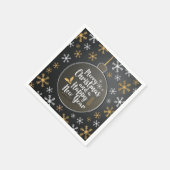 メリークリスマス金ゴールドホワイトスノーフレーク スタンダードカクテルナプキン (角)