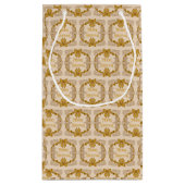 メリークリスマス金ゴールドボウヴィンテージインクスケッチ スモールペーパーバッグ (裏面)