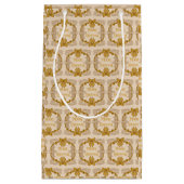 メリークリスマス金ゴールドボウヴィンテージインクスケッチ スモールペーパーバッグ (正面)