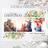 メリークリスマス金ゴールドボタニカルフォトホリデー アクリル招待状