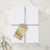 メリークリスマス金ゴールドメタリックグリッター ギフトタグ (より糸付き)