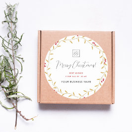 メリークリスマス金ゴールドリースカスタム会社のロゴ ラウンドシール