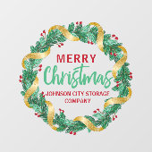 メリークリスマス金ゴールドリースシックカスタム ウィンドウサイン (シート)