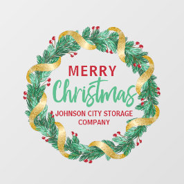 メリークリスマス金ゴールドリースシックカスタム ウィンドウサイン