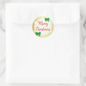 メリークリスマス金ゴールドレッドグリーンホリデースプリンクル ラウンドシール (バッグ)