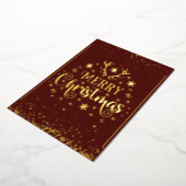 メリークリスマス金ゴールドレッド 箔シーズンカード (回転した状態)