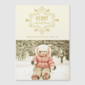 メリークリスマス金ゴールドヴィンテージデコ葉写真 (正面)