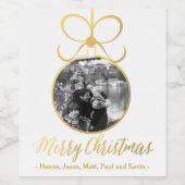 メリークリスマス金ゴールド写真はワインのラブル好き ワインラベル (シングルラベル)