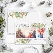 メリークリスマス金ゴールド冬季植物写真 シーズンカード