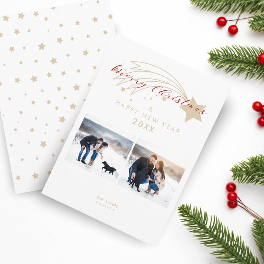 メリークリスマス金ゴールド効果クリスマススターコラージュ シーズンカード