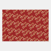 メリークリスマス金ゴールド台本黒緑 ラッピングペーパーシート (正面3)