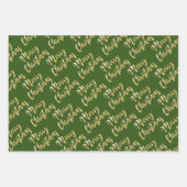 メリークリスマス金ゴールド台本黒緑 ラッピングペーパーシート (正面2)