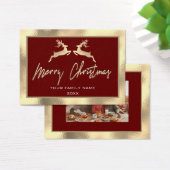 メリークリスマス金ゴールド家族の写真ブルゴーニュ鹿 (デスク)