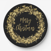 メリークリスマス金ゴールド星 ペーパープレート (正面)