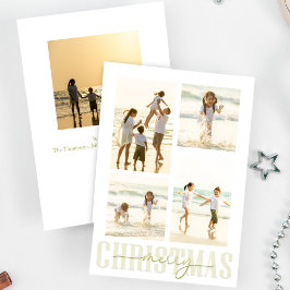 メリークリスマス金ゴールド書道エレガント5写真 シーズンカード