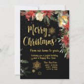 メリークリスマス金ゴールド書道ホリデーカード 招待状 (正面)