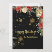 メリークリスマス金ゴールド書道ホリデーカード 招待状 (裏面)