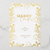 メリークリスマス金ゴールド書道写真 箔招待状 (正面)