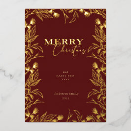 メリークリスマス金ゴールド書道写真 箔招待状