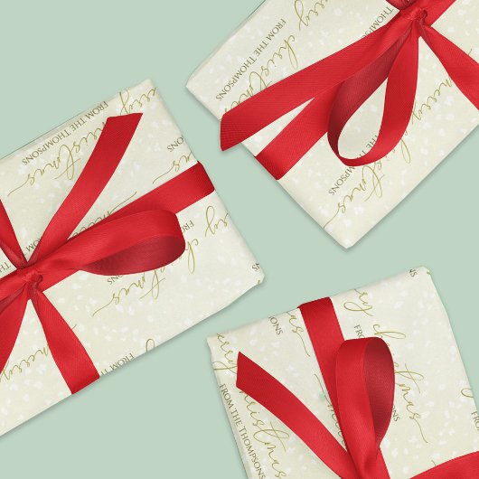 メリークリスマス金ゴールド書道台本カスタム ラッピングペーパーシート