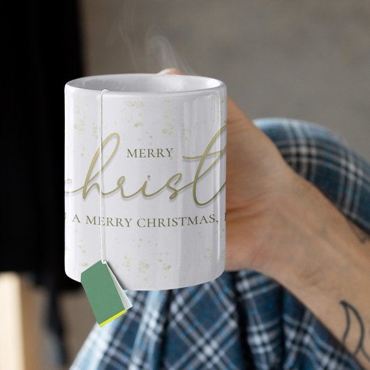 メリークリスマス金ゴールド書道台本グリッター コーヒーマグカップ