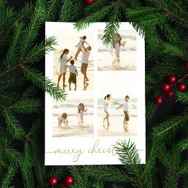 メリークリスマス金ゴールド書道5枚エレガント写真 シーズンカード
