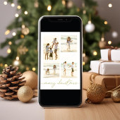 メリークリスマス金ゴールド書道5枚エレガント写真 シーズンカード