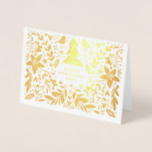 メリークリスマス金ゴールド植物写真 箔カード (正面)