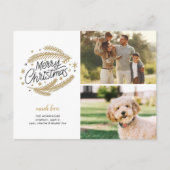 メリークリスマス金ゴールド植物学2枚 ポストカード (正面)