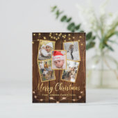 メリークリスマス金ゴールド素朴な農家5枚の写真 ポストカード (スタンド正面)