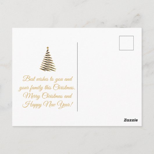 メリークリスマス金ゴールド素朴な農家5枚の写真 ポストカード (裏面)