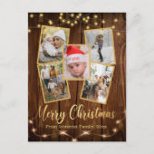 メリークリスマス金ゴールド素朴な農家5枚の写真 ポストカード (正面)